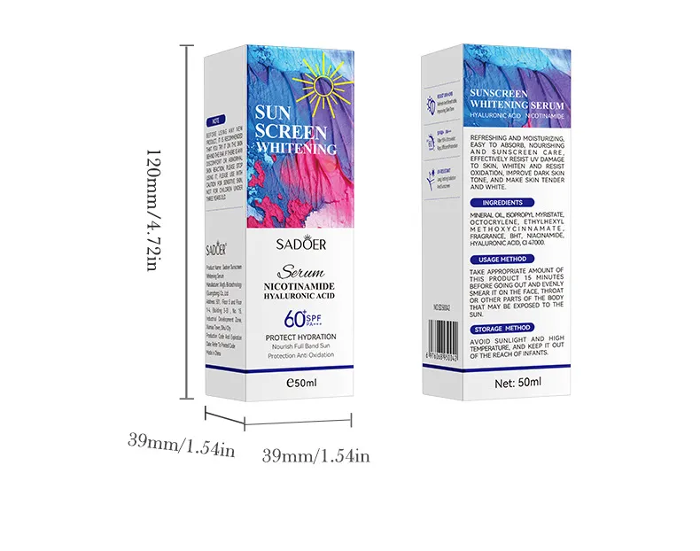 Sunscreen Whitening Serum 50ml Non-Greasy - SADOER 22 whitening sunscreen serum SPU770902330208 8232